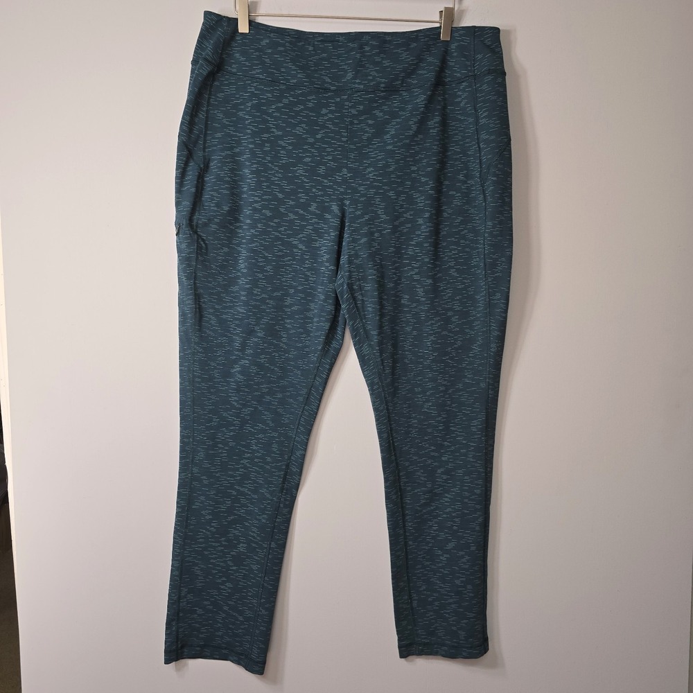 Duluth Trading Co Noga Classic Pants Teal Heathered Straight Leg XXL x 31 Womens